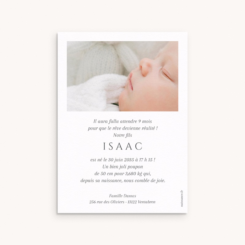 Faire-part de Naissance Premier cliché pas cher