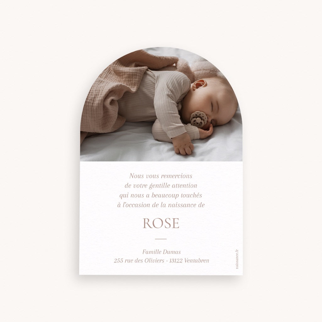 Carte de Remerciement Naissance Écrin de douceur pas cher
