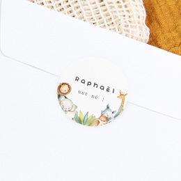Sticker Enveloppe Naissance Les Amis de la Jungle gratuit