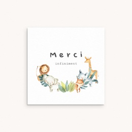 Nouveautés Carte de Remerciement Naissance Les Amis de la Jungle