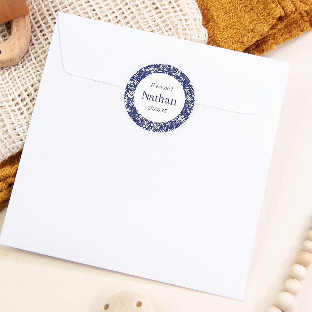 Sticker Enveloppe Naissance Écrin Fleuri pas cher