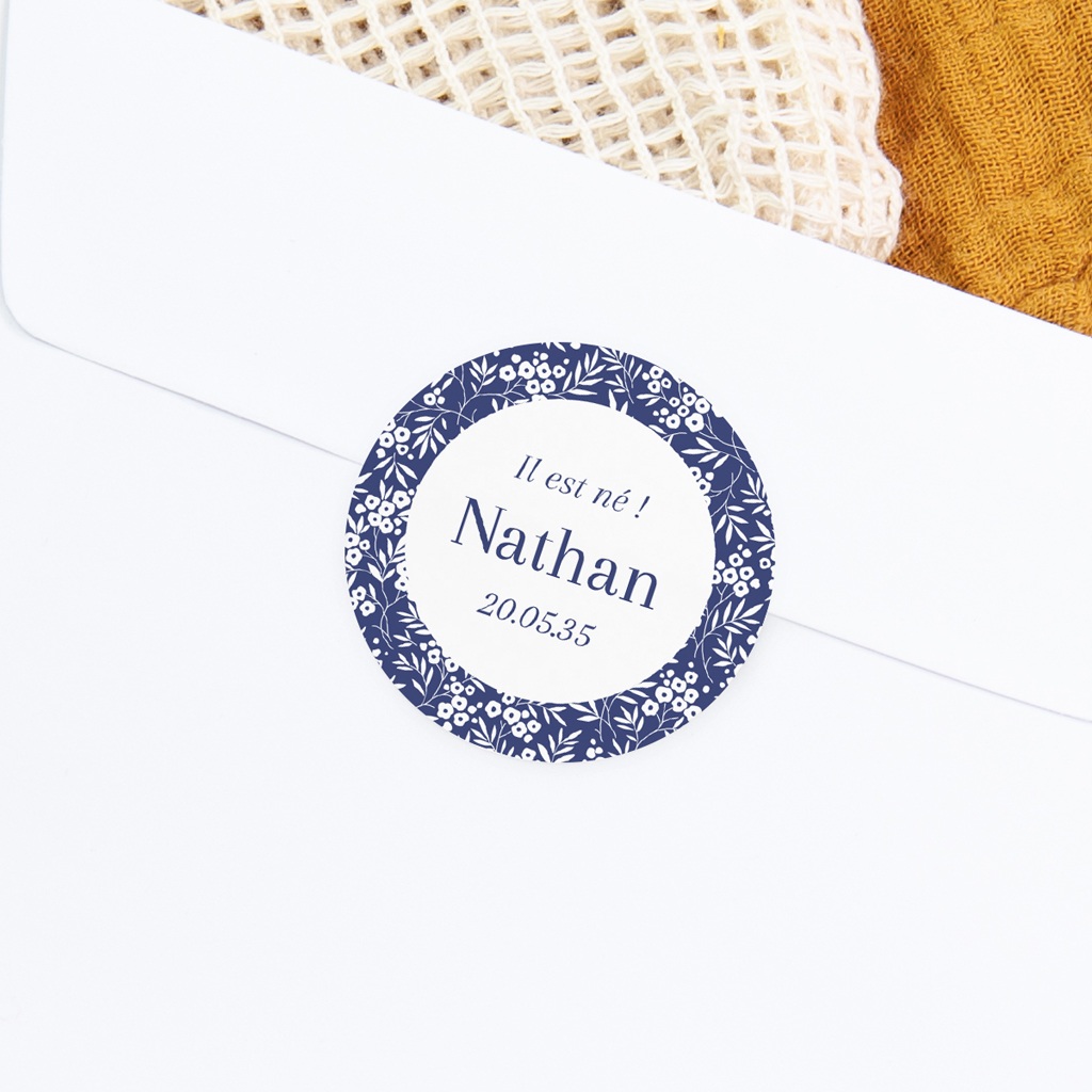 Sticker Enveloppe Naissance Écrin Fleuri gratuit