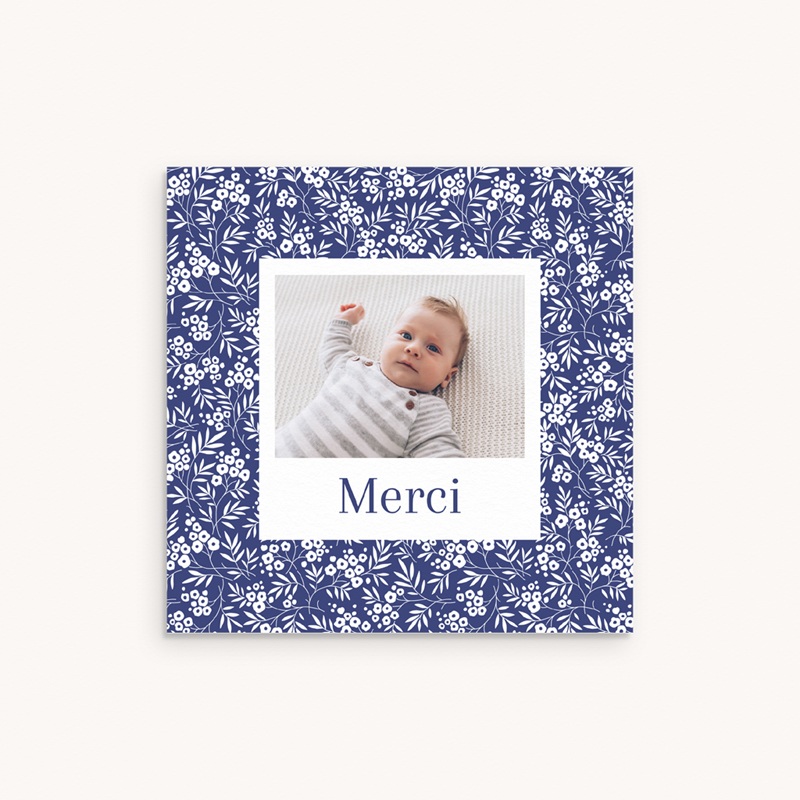 Carte de Remerciement Naissance Écrin Fleuri