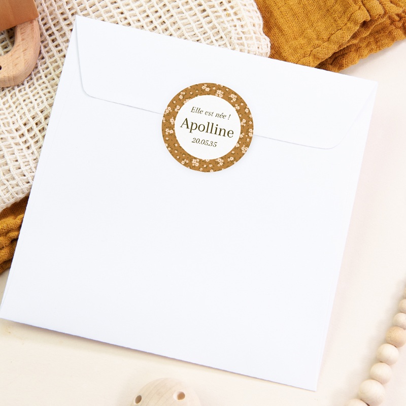 Sticker Enveloppe Naissance Petit Jardin Liberty pas cher