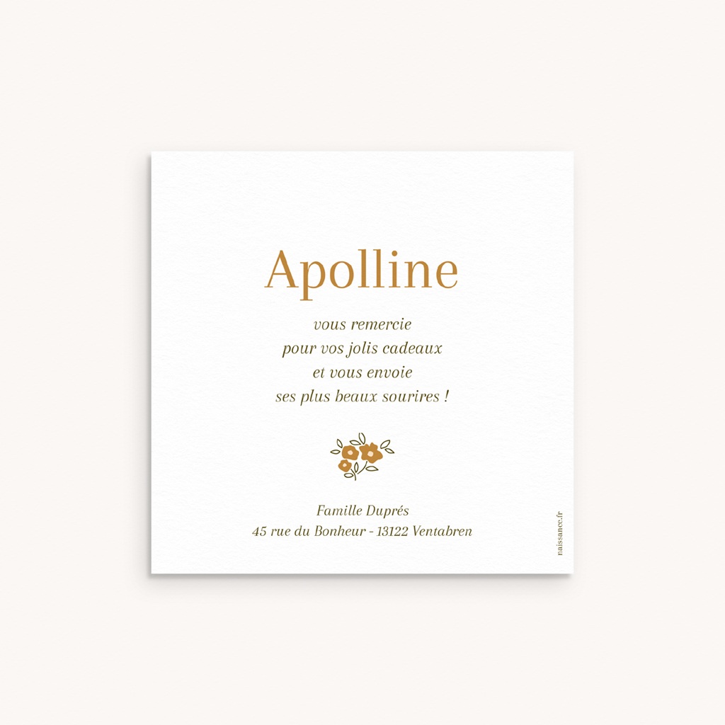 Carte de Remerciement Naissance Petit Jardin Liberty pas cher