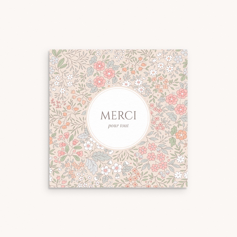 Carte de Remerciement Naissance Douce Symphonie Florale