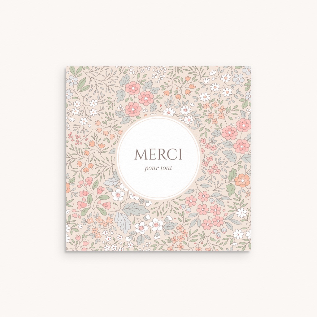 Carte de Remerciement Naissance Douce Symphonie Florale