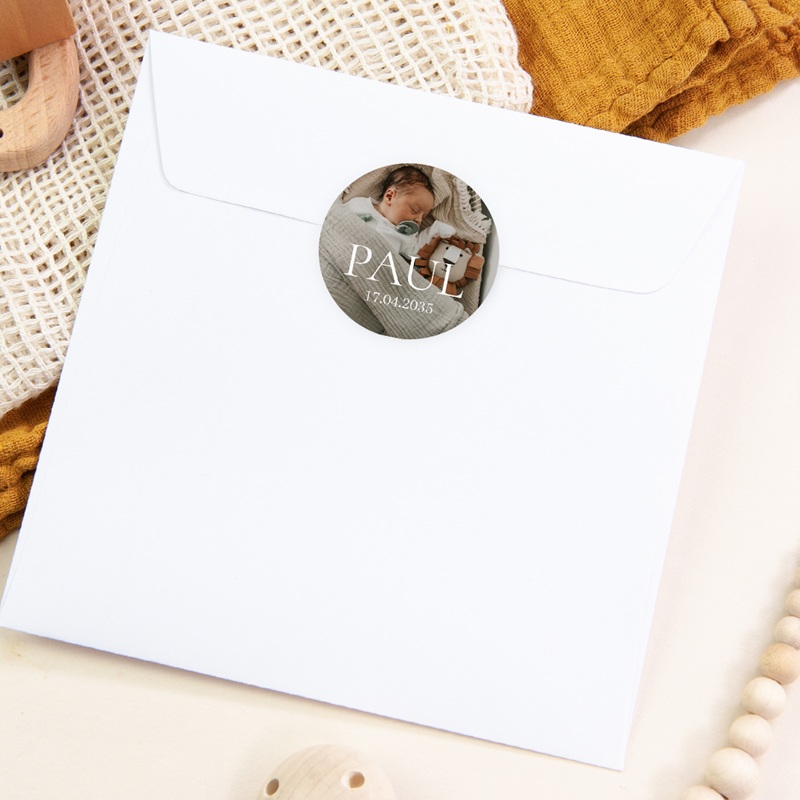 Sticker Enveloppe Naissance Portrait Précieux pas cher