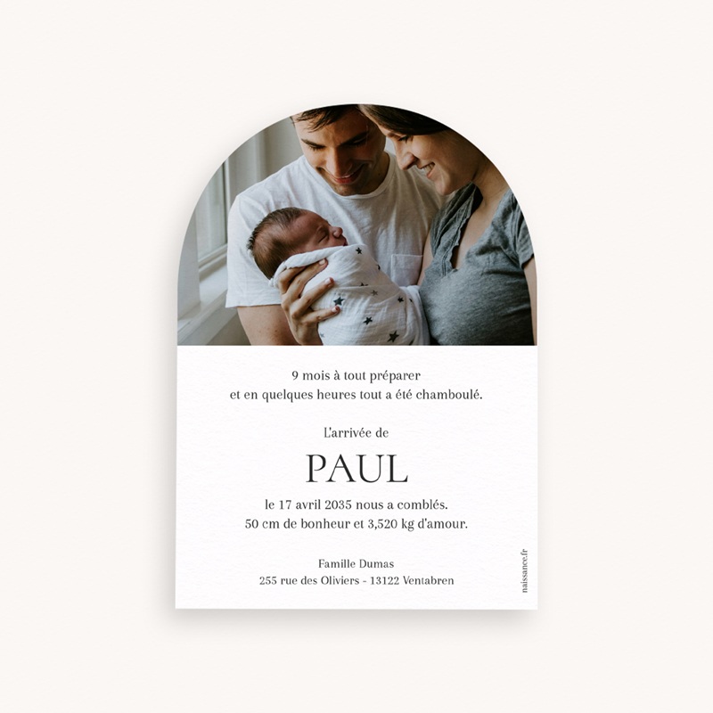 Faire-part de Naissance Portrait Précieux pas cher