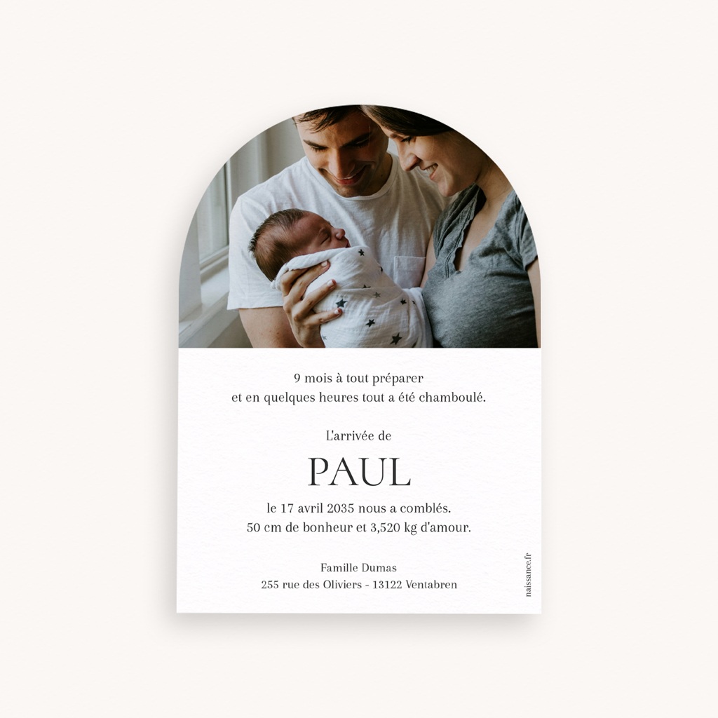 Faire-part de Naissance Portrait Précieux pas cher