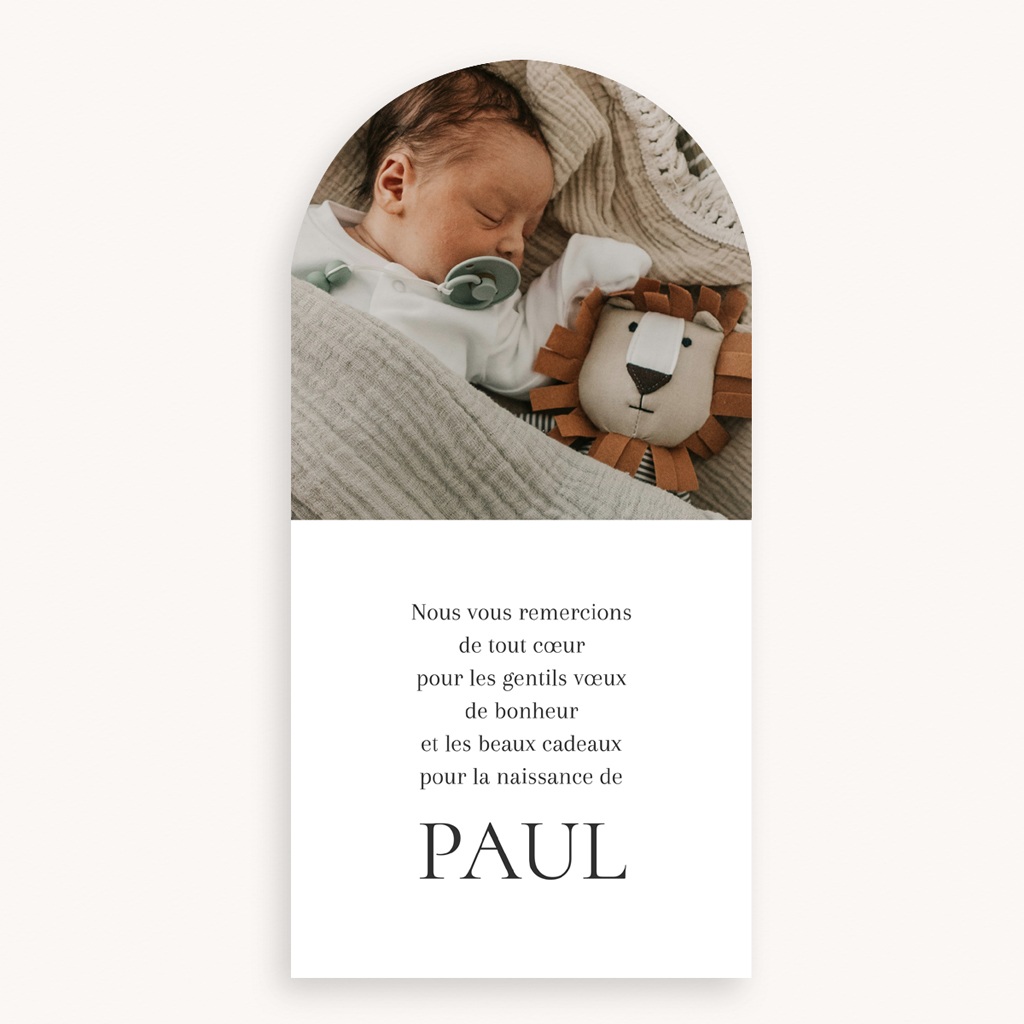 Carte de Remerciement Naissance Portrait Précieux pas cher