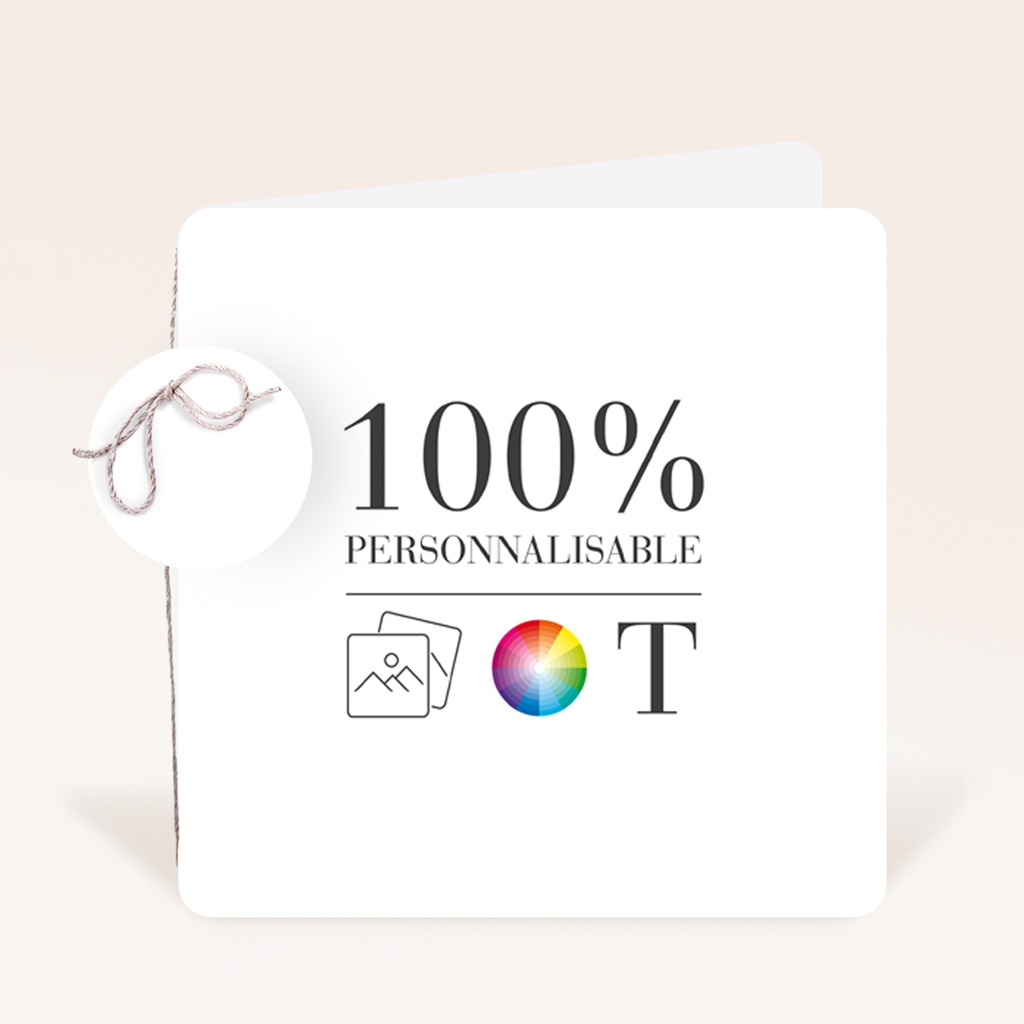 Faire-part de Naissance Do It Yourself Carré double volet, coins arrondis, étiquette ronde