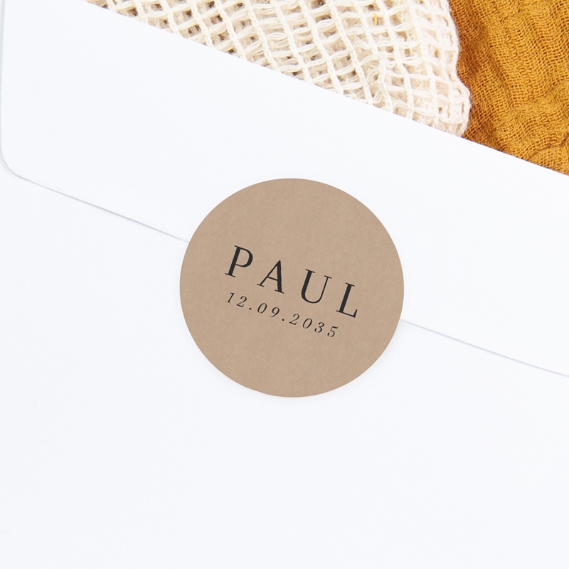 Sticker Enveloppe Naissance classique photographique kraft gratuit