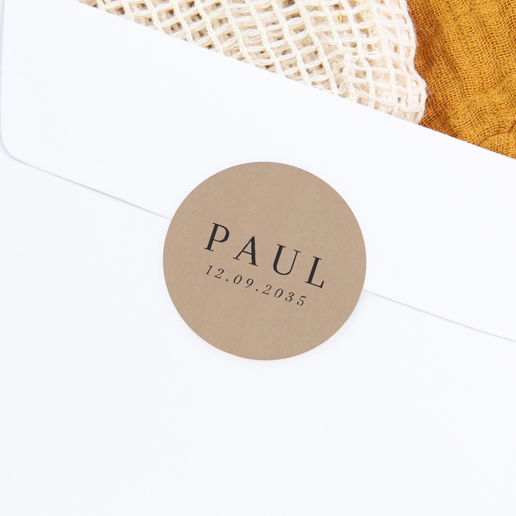 Sticker Enveloppe Naissance classique photographique kraft gratuit