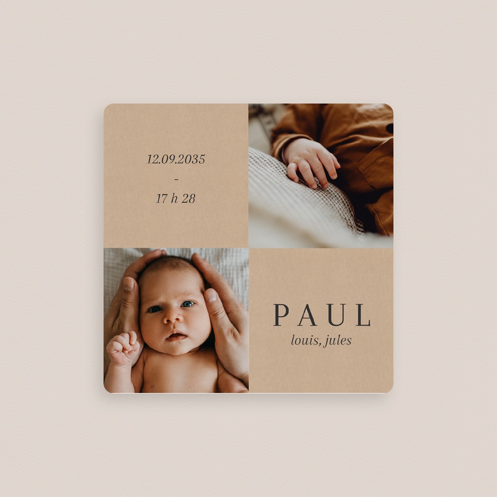 Faire-part de Naissance Classique photographique kraft gratuit
