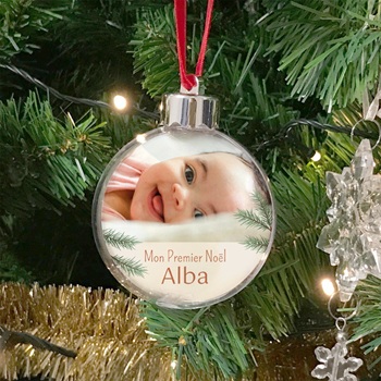 Boule de Noël personnalisée - Branches de sapin de Noël - 0