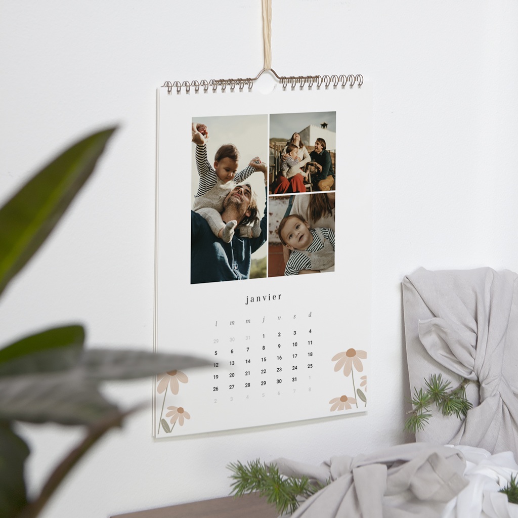 Calendrier personnalisé Les fleurs du bonheur A4 pas cher