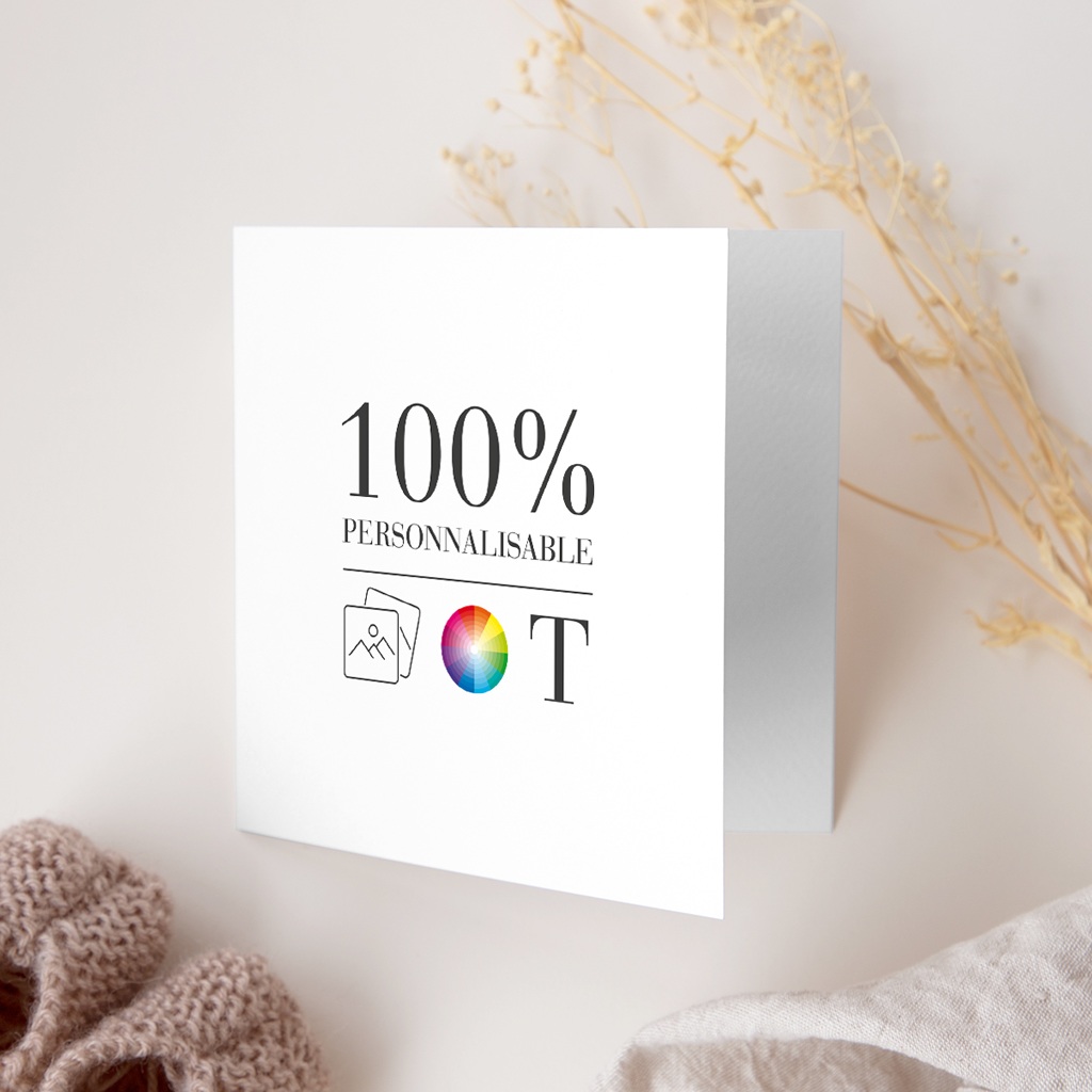 Faire-part de Baptême Do It Yourself Baptême Carré double volet 13 x 13 cm gratuit