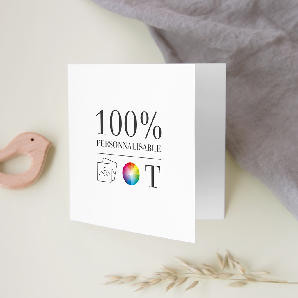 Faire-part de Baptême Do It Yourself Baptême Carré double volet 13 x 13 cm