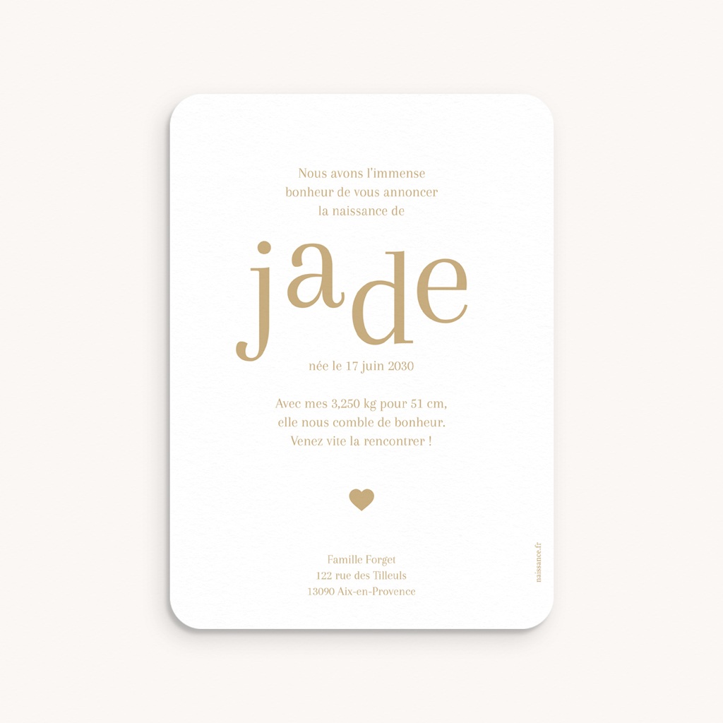 Faire-part de Naissance Joli Coeur, Rectangle portrait pas cher
