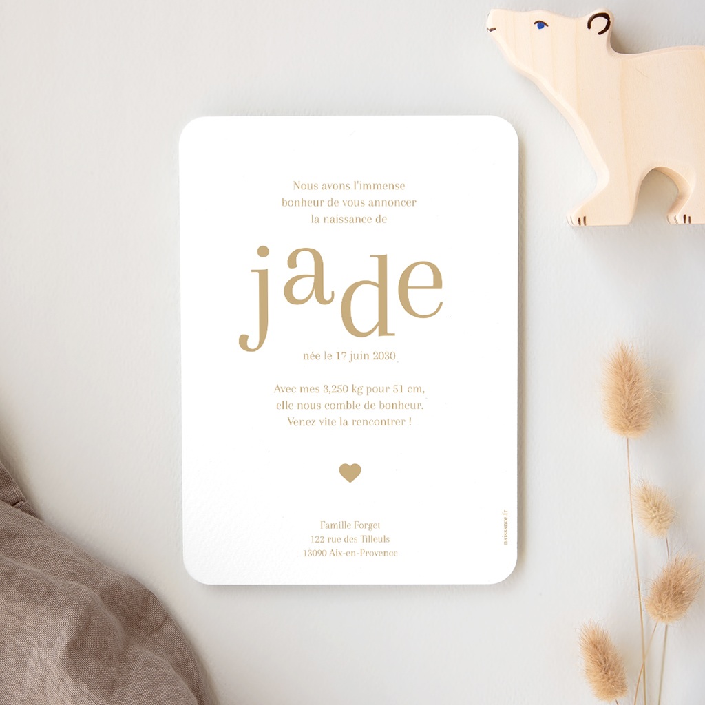 Faire-part de Naissance Joli Coeur, Rectangle portrait