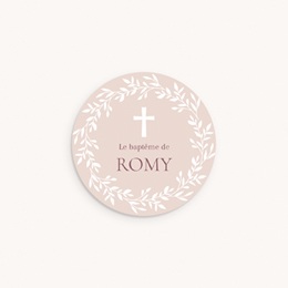 Sticker Enveloppe Bapt&ecirc;me Douce Gr&acirc;ce Rose