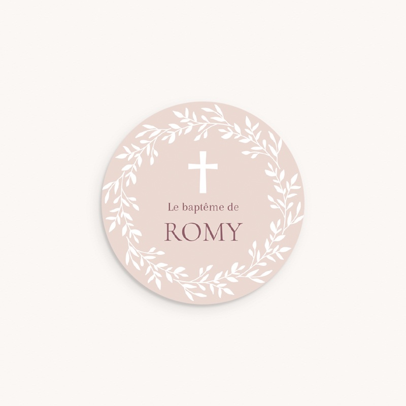 Sticker Enveloppe Bapt&ecirc;me Douce Gr&acirc;ce Rose