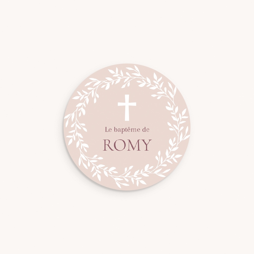 Sticker Enveloppe Bapt&ecirc;me Douce Gr&acirc;ce Rose