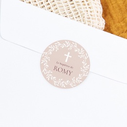 Sticker Enveloppe Bapt&ecirc;me Douce Gr&acirc;ce Rose gratuit
