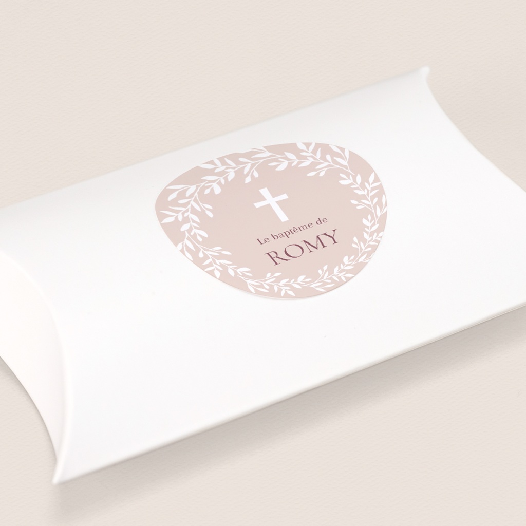 Sticker Enveloppe Bapt&ecirc;me Douce Gr&acirc;ce Rose