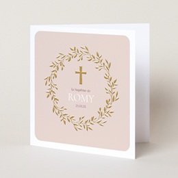 Faire-part de Bapt&ecirc;me Douce Gr&acirc;ce Rose pas cher