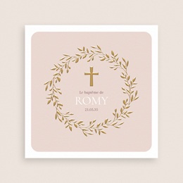 Faire-part de Bapt&ecirc;me Douce Gr&acirc;ce Rose gratuit