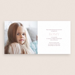 Faire-part de Bapt&ecirc;me Douce Gr&acirc;ce Rose
