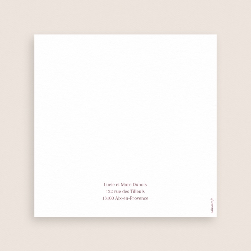 Faire-part de Bapt&ecirc;me Douce Gr&acirc;ce Rose