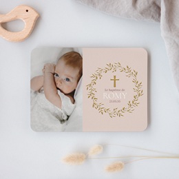 Faire-part de Bapt&ecirc;me Douce Gr&acirc;ce Rose gratuit