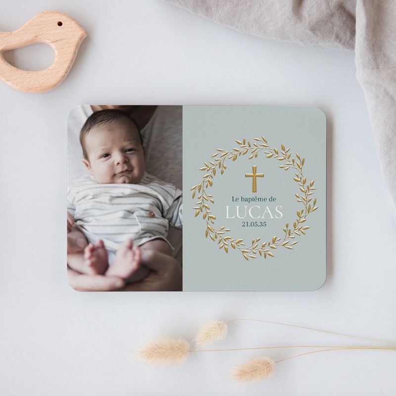 Faire-part de Bapt&ecirc;me Douce Gr&acirc;ce Bleue gratuit
