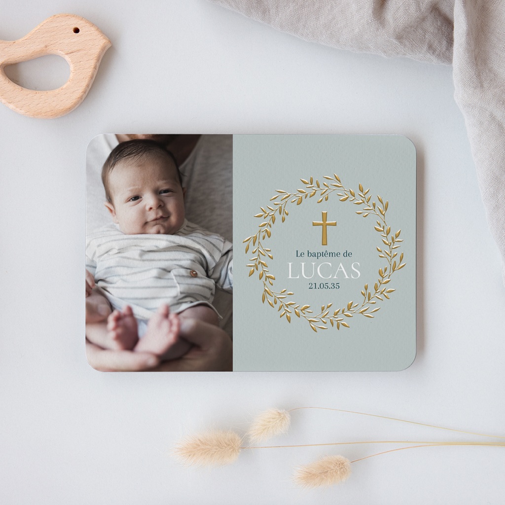 Faire-part de Bapt&ecirc;me Douce Gr&acirc;ce Bleue gratuit