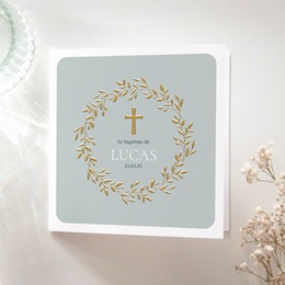 Faire-part de Bapt&ecirc;me Douce Gr&acirc;ce Bleue
