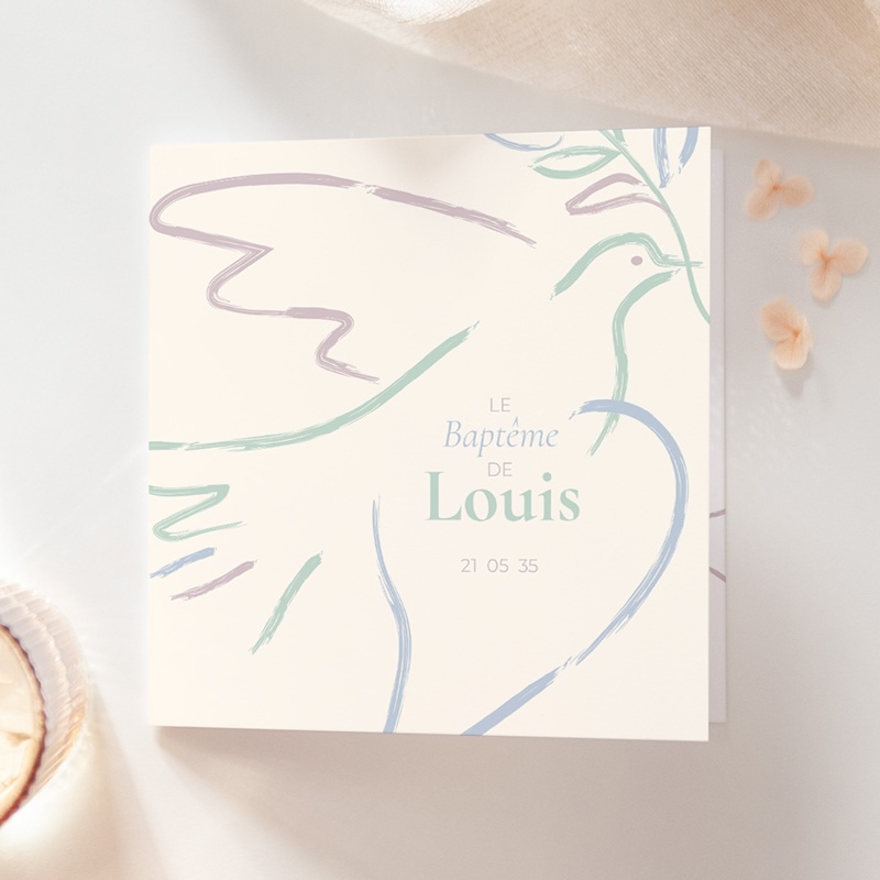 Faire-part de Bapt&ecirc;me Douce Colombe
