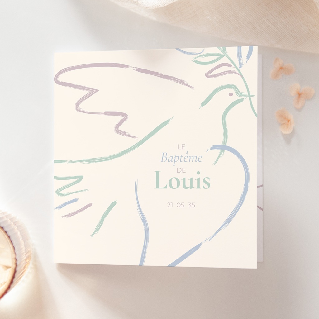 Faire-part de Bapt&ecirc;me Douce Colombe