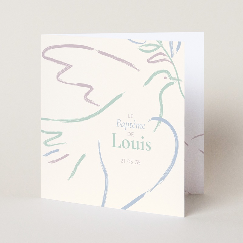 Faire-part de Bapt&ecirc;me Douce Colombe pas cher