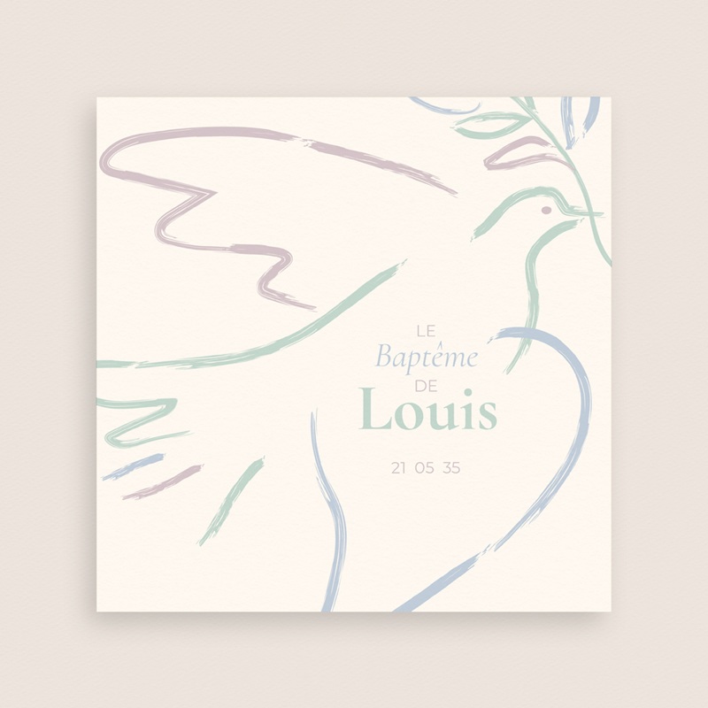 Faire-part de Bapt&ecirc;me Douce Colombe gratuit