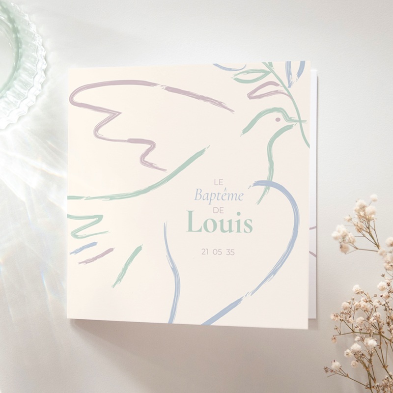 Faire-part de Bapt&ecirc;me Douce Colombe