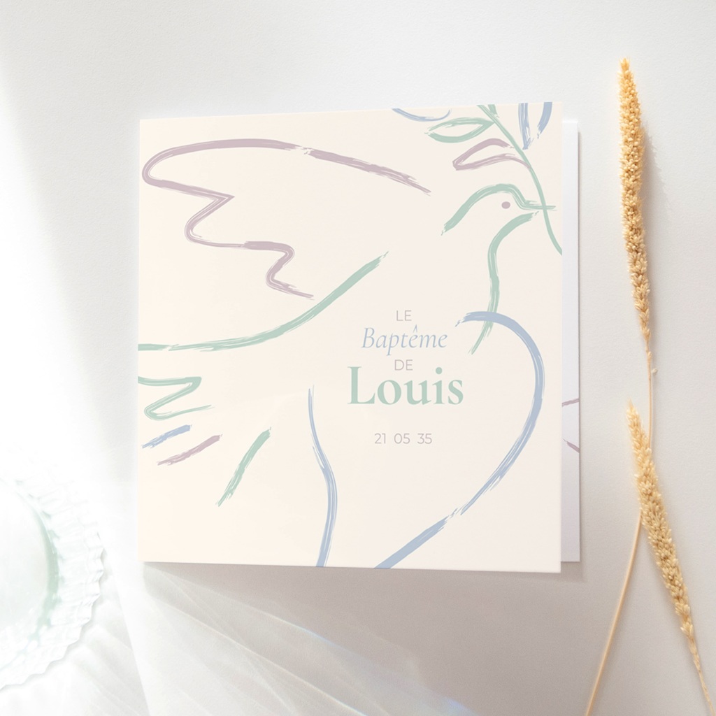 Faire-part de Bapt&ecirc;me Douce Colombe