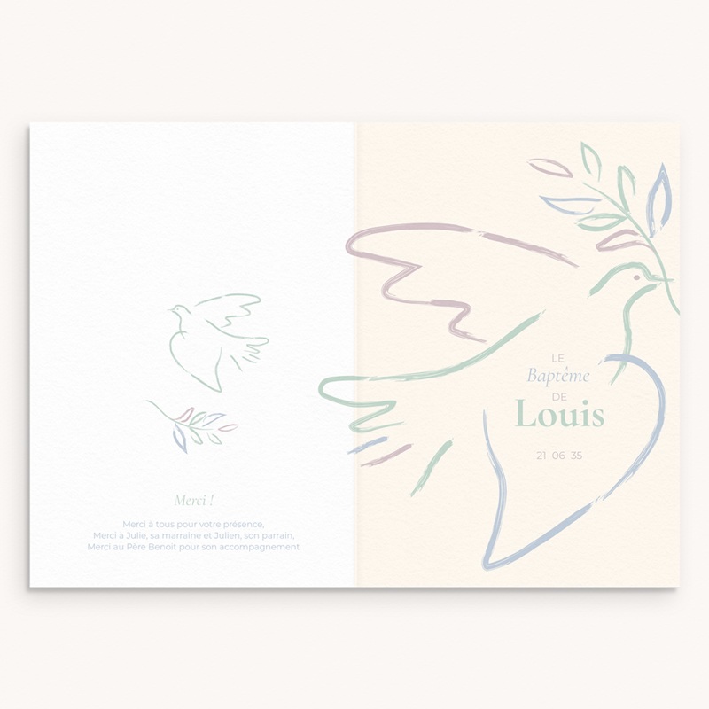 Livret de Messe Bapt&ecirc;me Douce Colombe pas cher