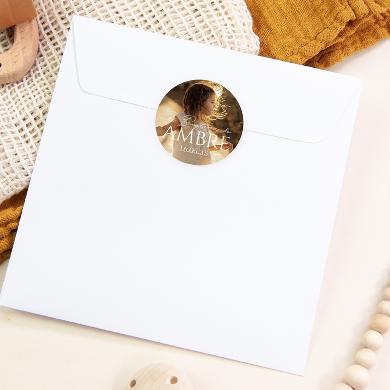 Sticker Enveloppe Bapt&ecirc;me Jour de Gr&acirc;ce pas cher