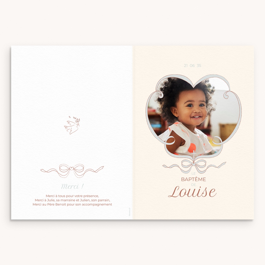 Livret de Messe Bapt&ecirc;me Doux ruban pas cher