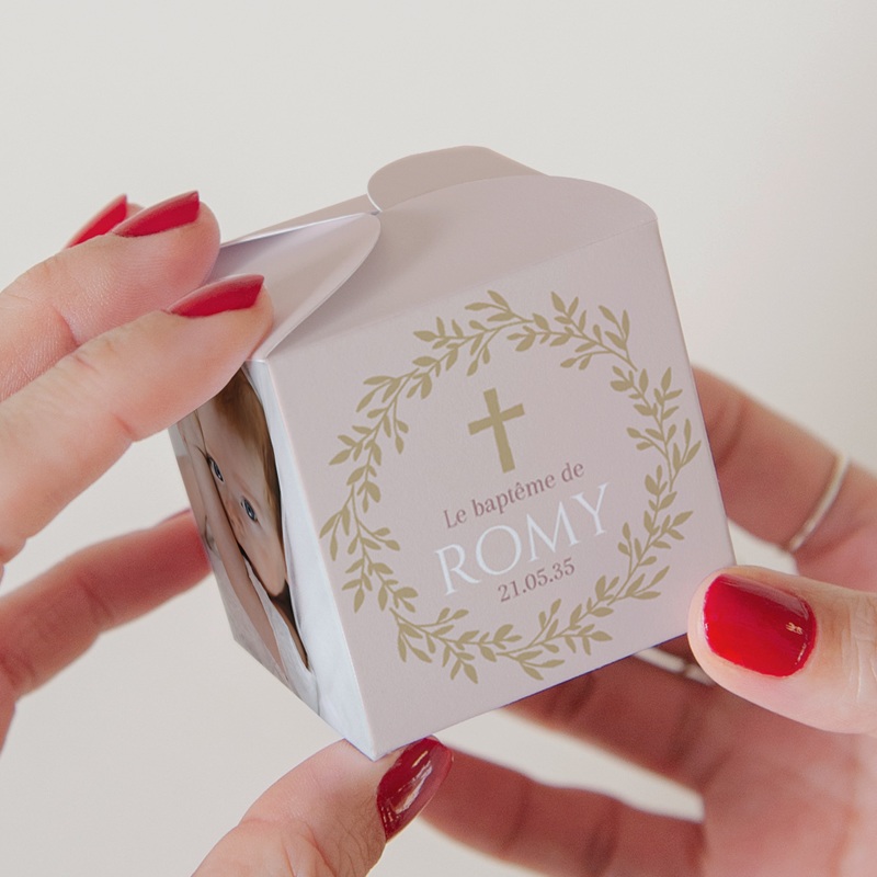 Bo&icirc;te &agrave; drag&eacute;es bapt&ecirc;me Douce Gr&acirc;ce Rose pas cher