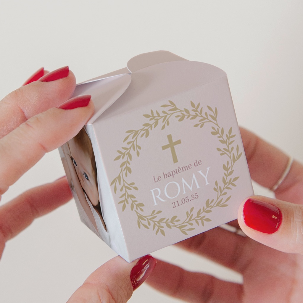 Bo&icirc;te &agrave; drag&eacute;es bapt&ecirc;me Douce Gr&acirc;ce Rose pas cher