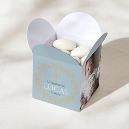 Bo&icirc;te &agrave; drag&eacute;es bapt&ecirc;me Douce Gr&acirc;ce Bleue